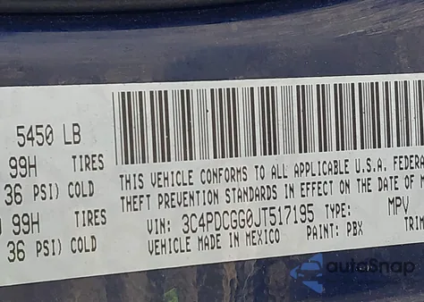 2018 Dodge Journey Crossroad z USA, uszkodzony, nr VIN 3C4PDCGG0JT517195